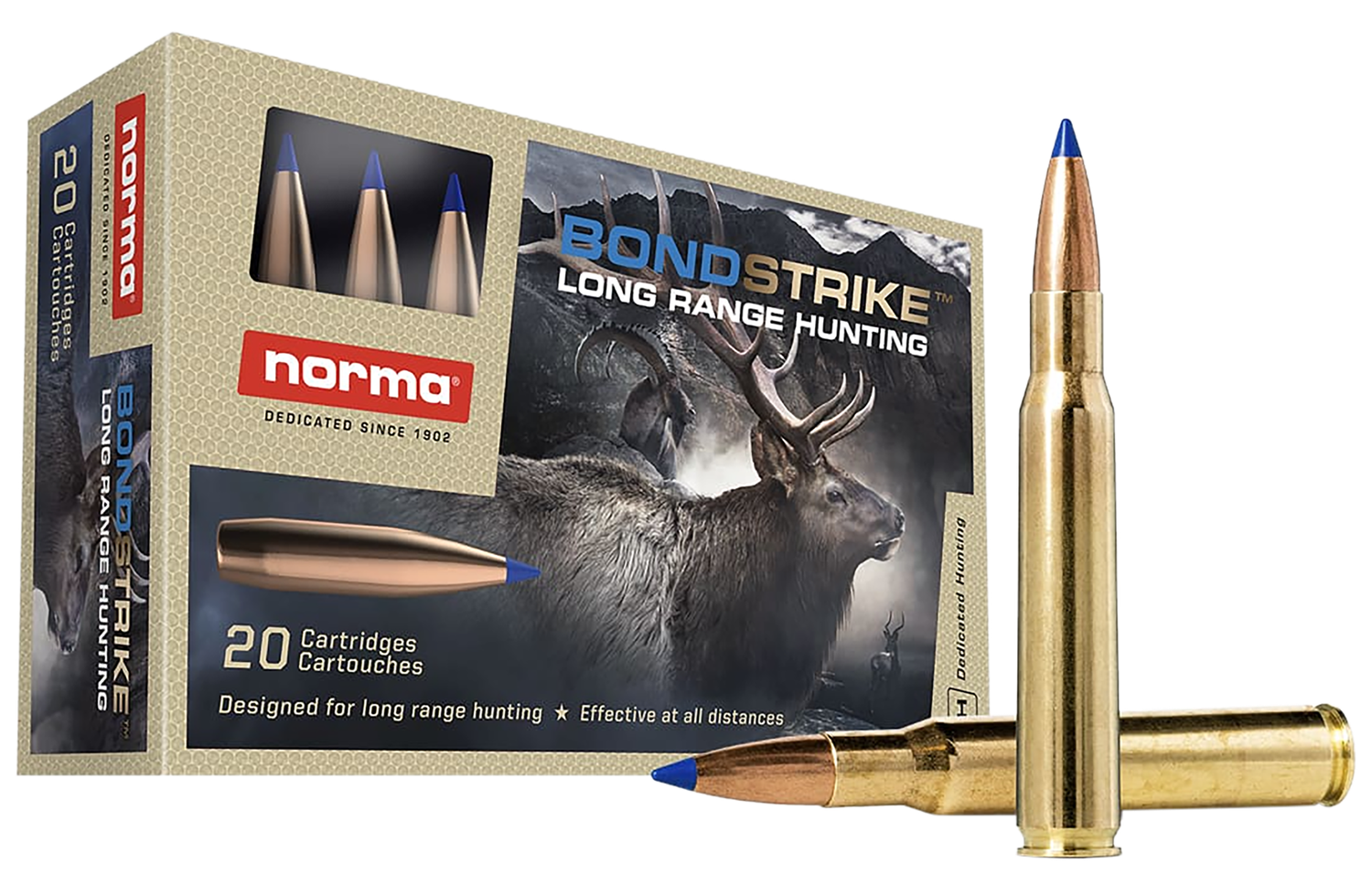 Norma Bondstrike Rifle Ammunition 20176102, 300 RUM, Bonded Polymer Tip, 180 gr, 3182 fps, 20 Rd/Bx
