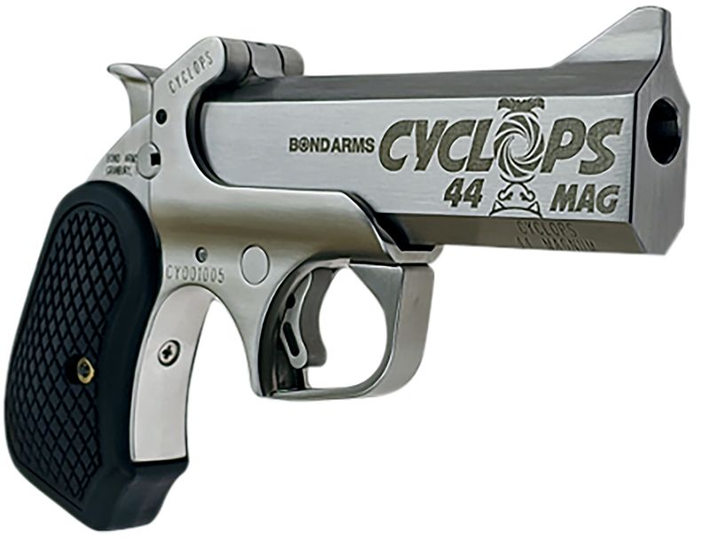 Bond Cyclops Big Bore Pistol BACYP, 44 Mag, 4.25in, Black Extended B6 Resin Grips, Matte Stainless Finish, 1 Rd