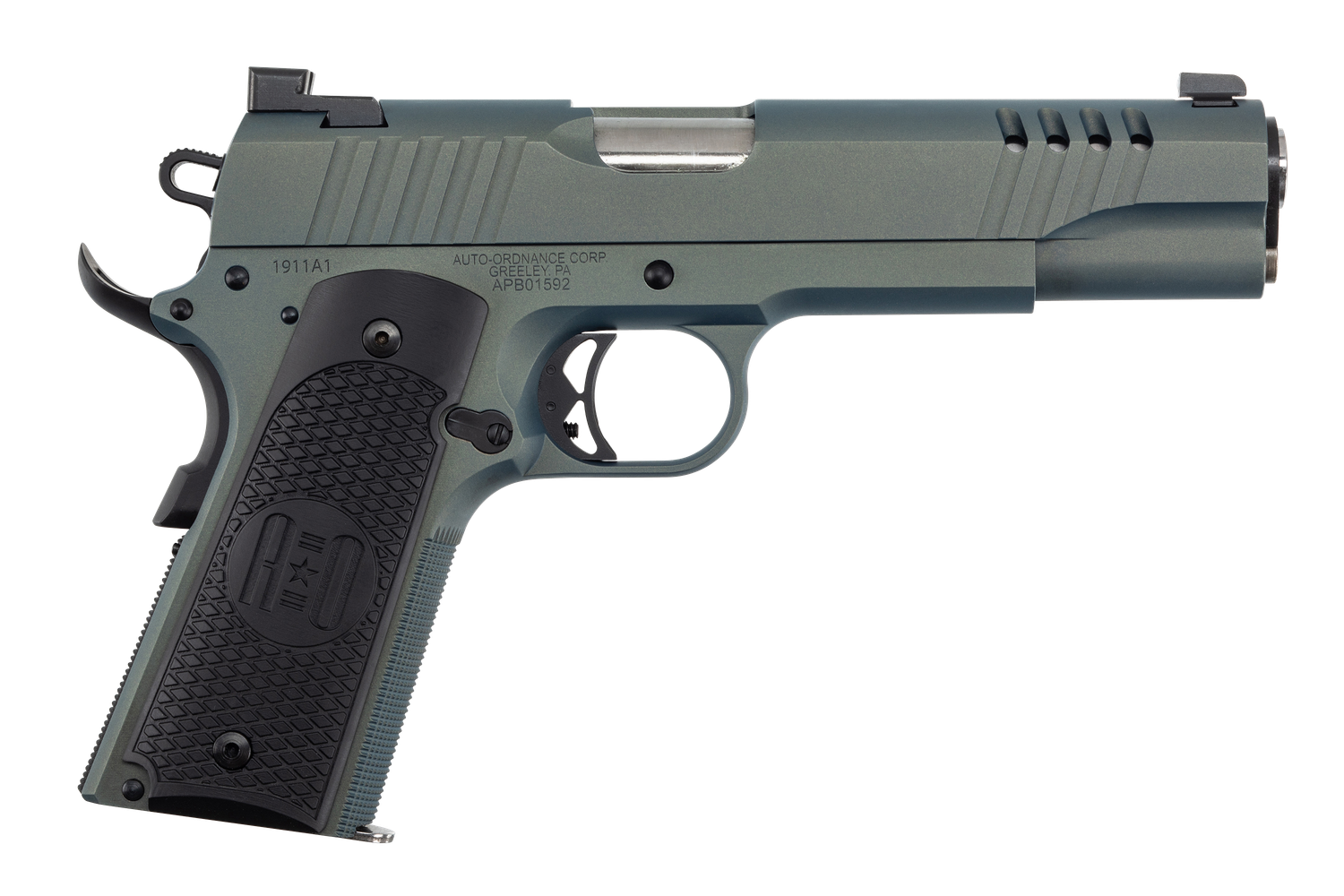 Kahr 1911 Pistol 1911TCAC7, 45 ACP, 5in, Armor Black Cerakote Engraved Aluminum Grips, Northern Lights Cerakote Finish, 7 Rds