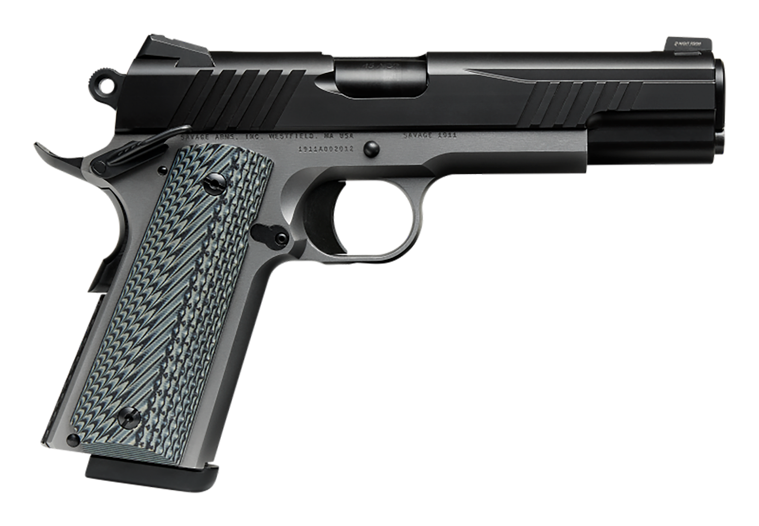 Savage 1911 Government Pistol 67206, 9mm Luger, 5in, Black/Gray VZ Grips, Stainless Finish, 10 Rds