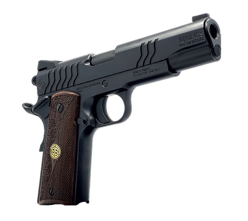 Dickinson 1911 Adam Pistol DKSN9BS, 45 ACP, 4.37in, Wood Grips, Shiny Black Finish, 8 Rds