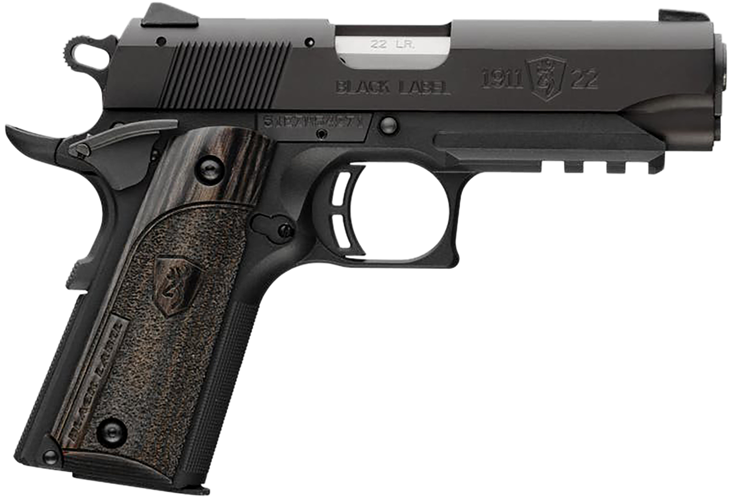 Browning Compact 1911-22 A1 Pistol w/ Rail 051817490, 22 LR, 3-5/8", Black Laminated Grips, Black Finish, 10 Rd