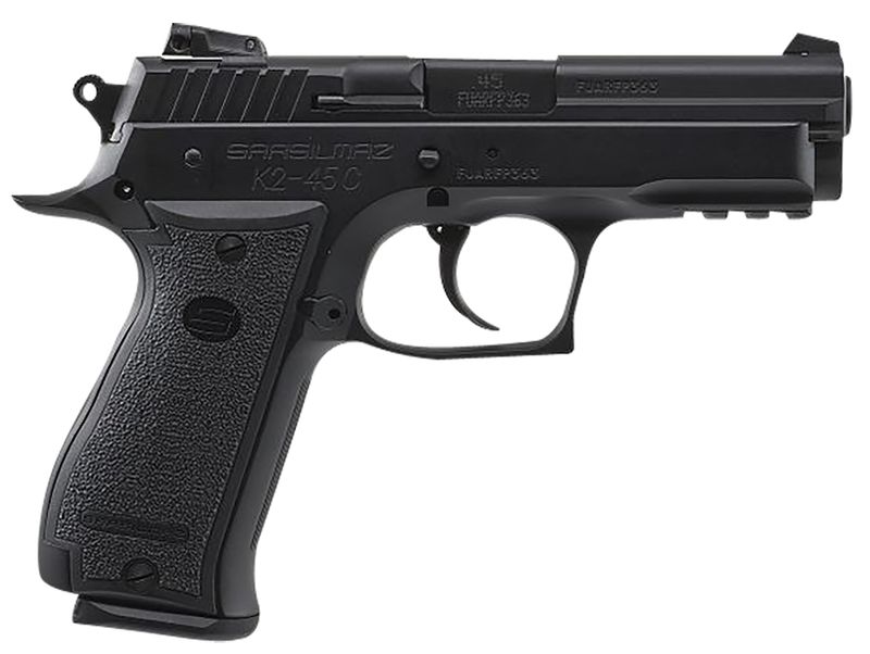 SAR USA K2 Compact Pistol K245CBL, 45 ACP, 4.70in, Serrated Slide & Polymer Grips, Black Oxide Finish, 13 Rds