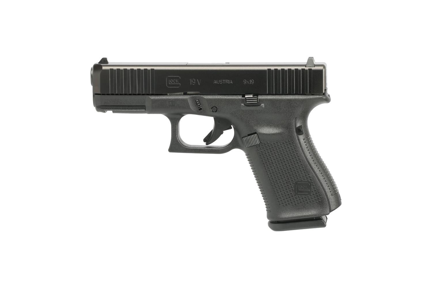 Glock 19V Pistol PV1950203, 9mm, 4.02 in, Black Polymer Grip, nDLC Finish, Fixed Sights, GMB Barrel, 15 Rds