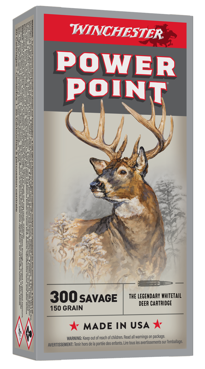 Winchester Super-X Rifle Ammunition X3001, 300 Savage, Power-Point, 150 GR, 2630 fps, 20 Rd/bx