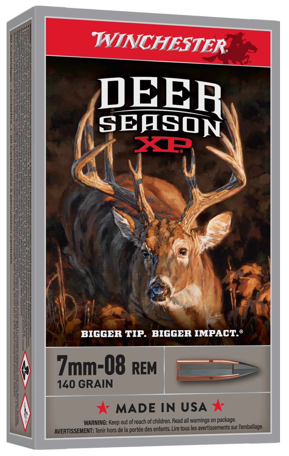 Winchester Deer Season XP Rifle Ammunition X708DS, 7mm-08 Remington, Extreme Point, 140 GR, 2800 fps, 20 Rd/Bx