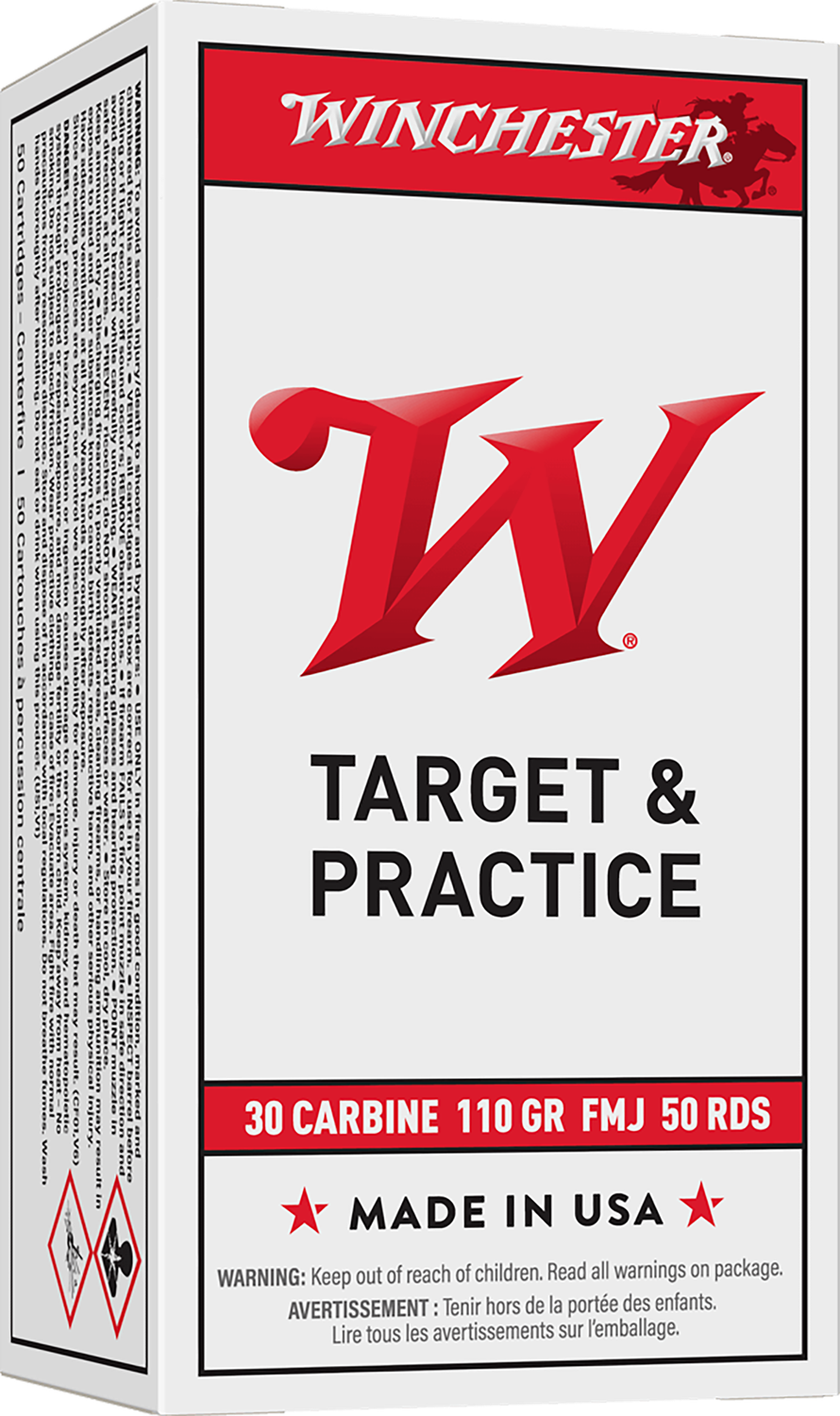 Winchester USA Rifle Ammunition Q3132, 30 Carbine, Full Metal Case (FMJ), 110 GR, 1990 fps, 50 Rd/bx
