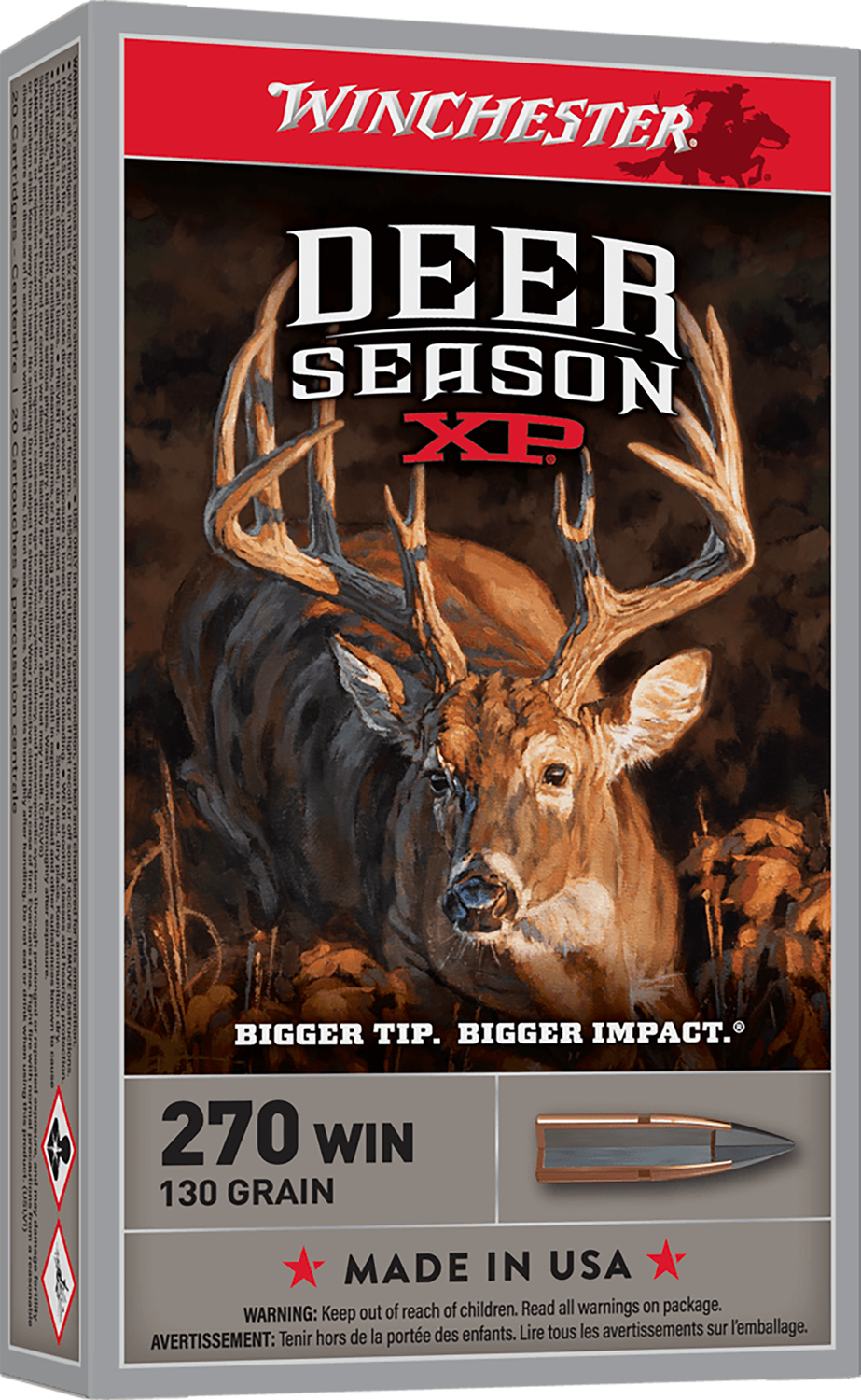 Winchester Deer Season XP Rifle Ammunition X270DS, 270 Winchester, Extreme Point Polymer Tip, 130 GR, 3060 fps, 20 Rd/bx