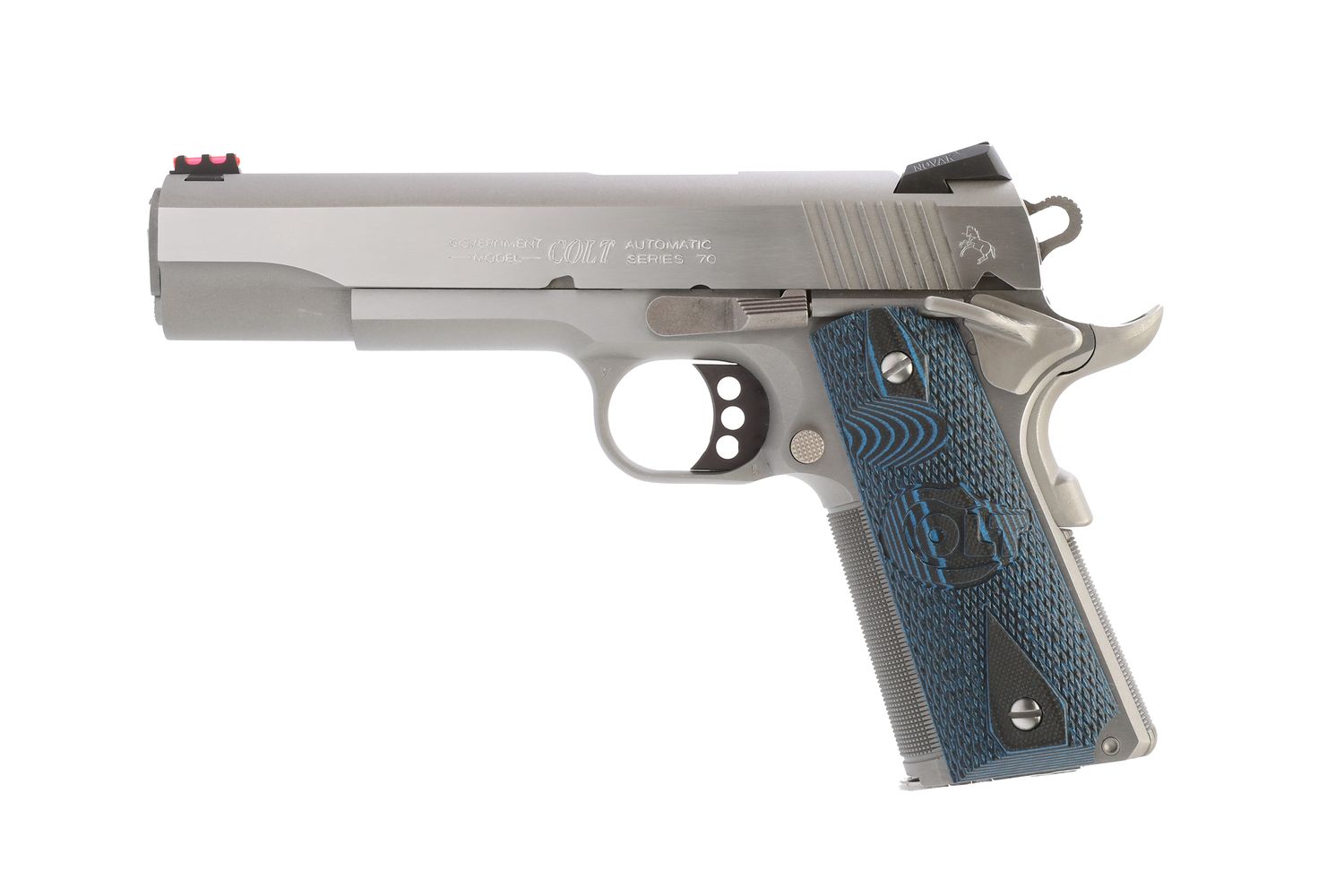 Colt Series 70 Competition Pistol O1073CCP, 38 Super, 5.0in, G10 Checkered Blue Grips, 9 Rds
