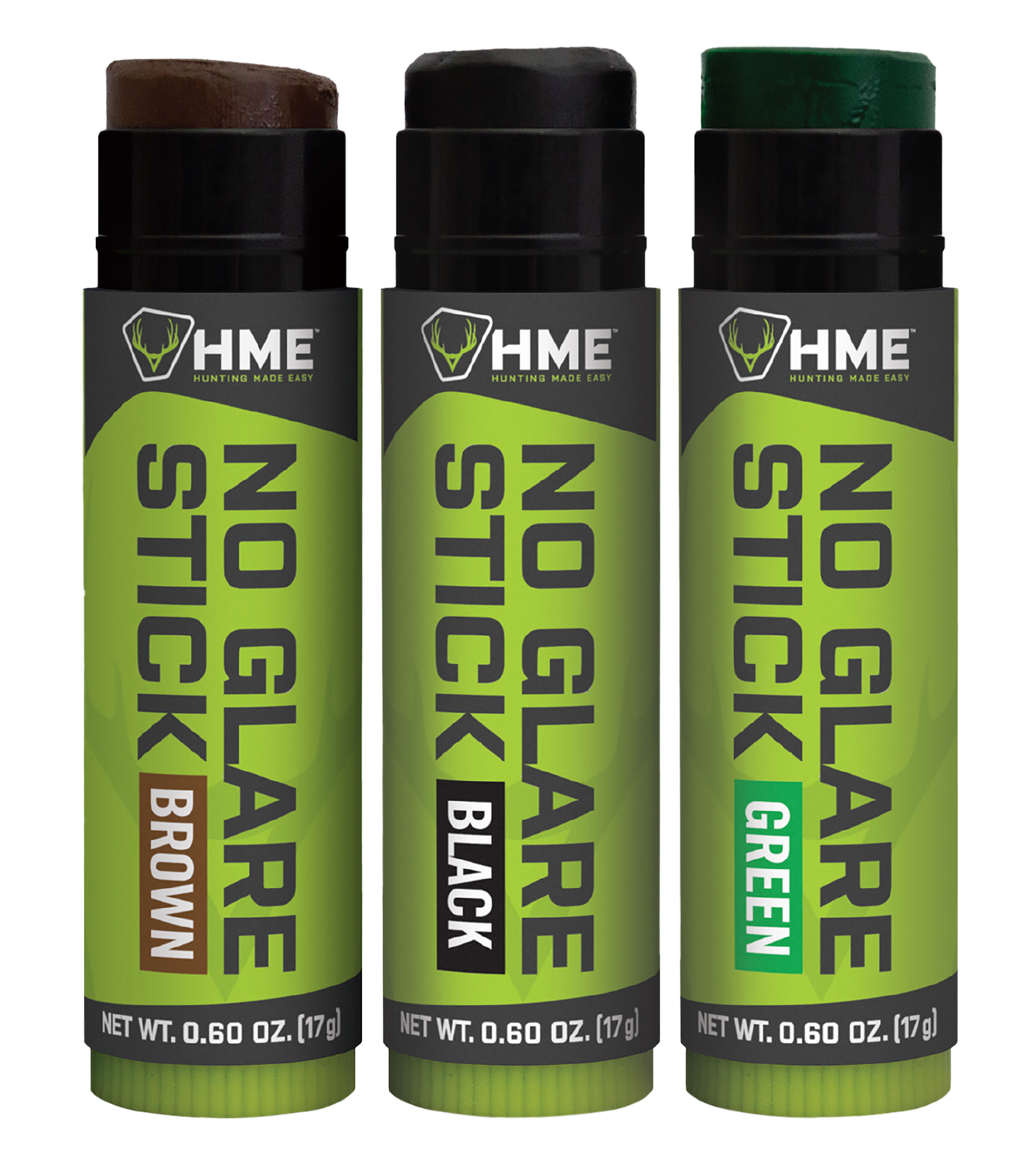 HME Camo Face Paint Kit Black/Brown/Dark Green, Glare-Reducing Sticks, HME-STK-3PK