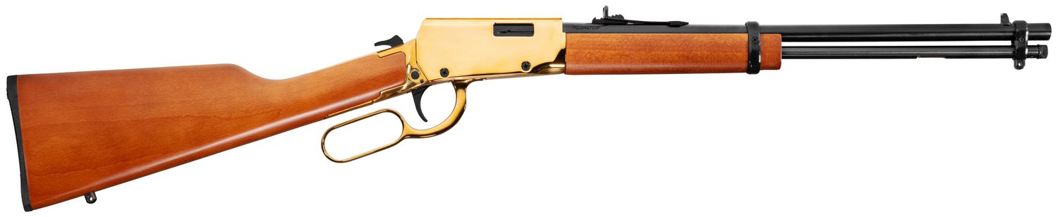 Rossi Rio Bravo Lever-Action Rifle RL22181WD-GLD1, 22LR, 18", Hardwood Stock, Gold PVD Receiver, 15 Rds
