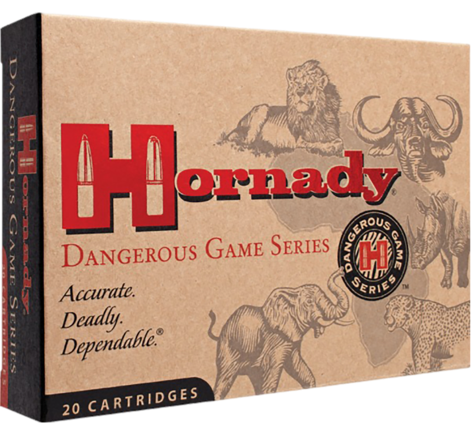 Hornady Rifle Ammunition 8239, 404 Jeffery, Dangerous Game Solid, 400 GR, 2300 fps, 20 Rd/bx