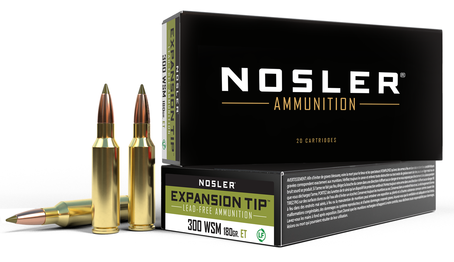 Nosler Trophy Grade Rifle Ammunition 40152, 300 WSM, E-Tip, 180 gr, 3000 fps, 20 Rd/Bx