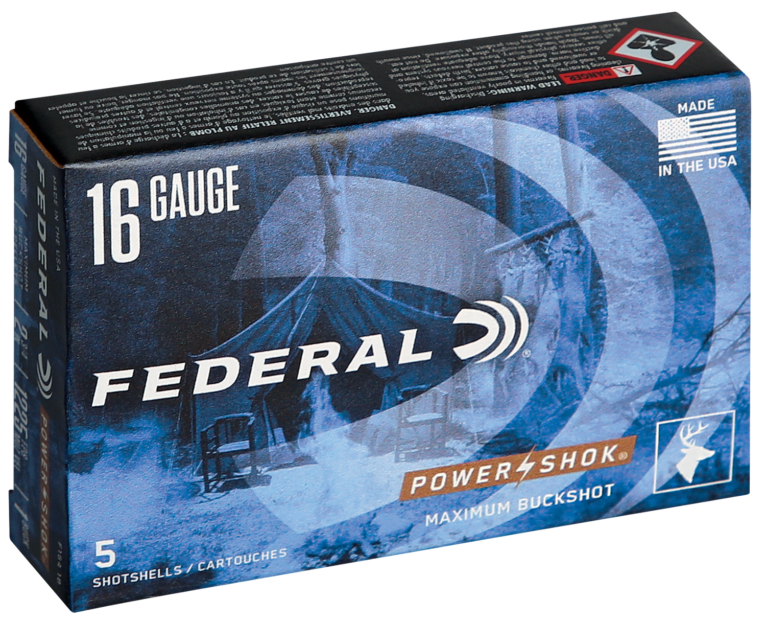 Federal Premium Power Shok F2033B, 20 Gauge, 2-3/4", 20 Pellets, 1200 fps, #3 Lead Buckshot, 5 Rd/bx