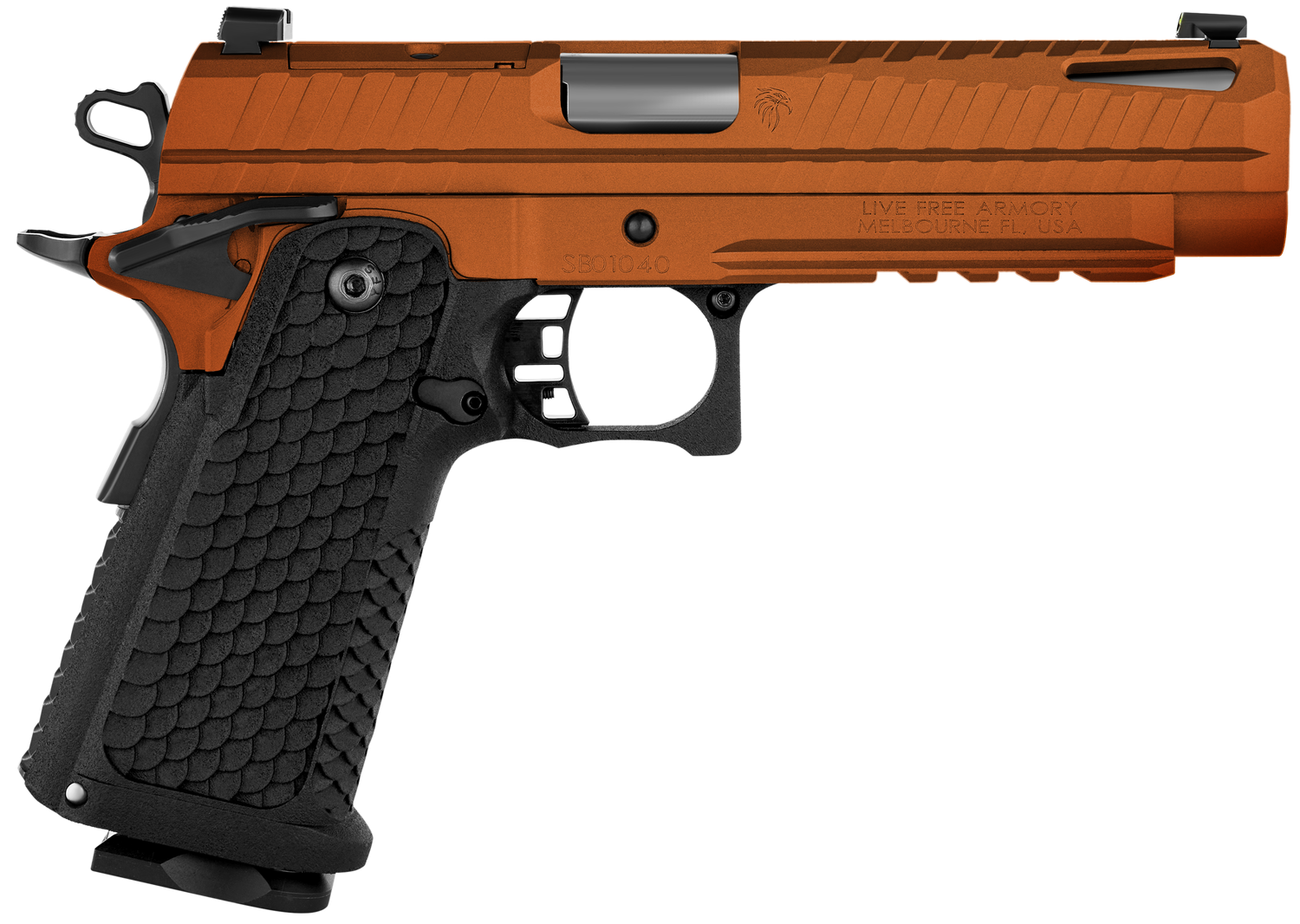 LIVE FREE ARMORY Apollo 11 Optic Ready Pistol LFAPF01204IC, 9mm Luger, 4.90in, Aggressive Texture, Elite Copper FX Cerakote Finish, 17 Rds