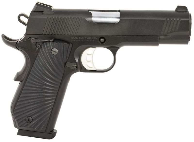 Tisas 1911 Devil Ray Pistol 10100102, 45 ACP, 4.25in, Black Sunburst G10 Grips, Black Cerakote Finish, 8 Rds