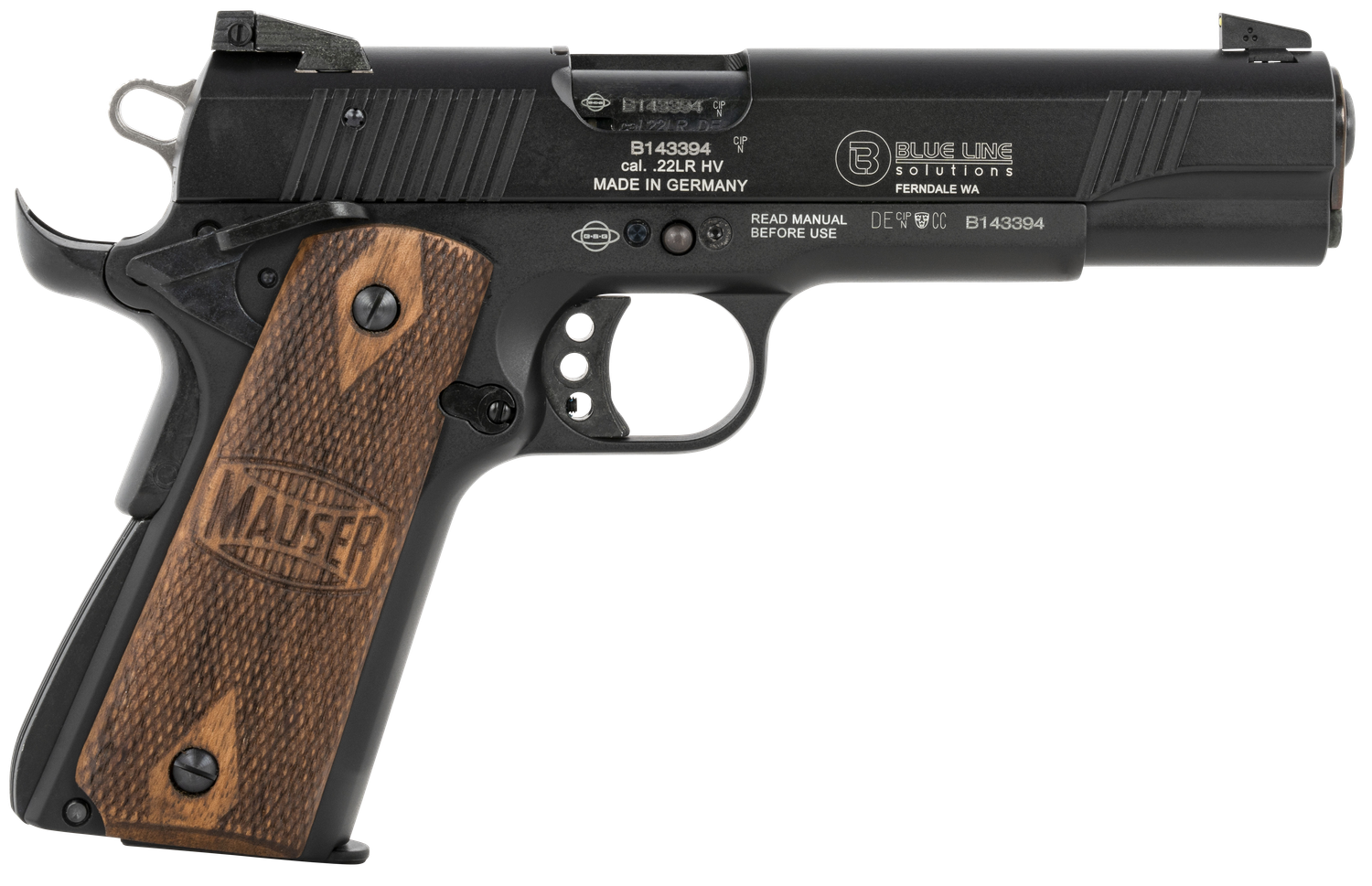 FMK 1911 *CA Compliant Pistol 4110605, 22 LR, 5in, Walnut Grips, Black Finish, 10 Rds