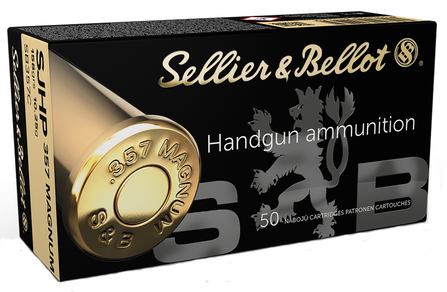 Sellier & Bellot Handgun Ammunition SB357C, 357 Mag, Semi-Jacketed Hollow Point, 158 gr, 405 fps, 50 Rd/Bx