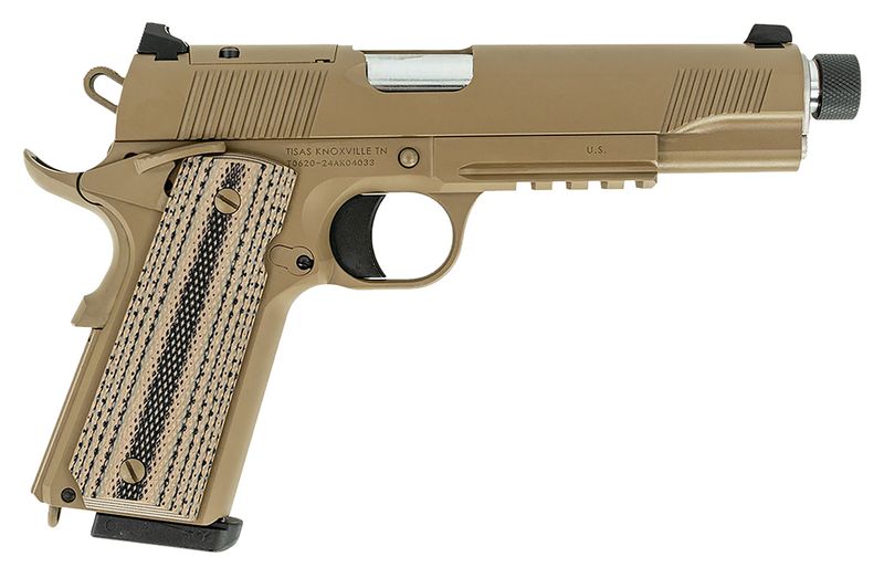 Tisas 1911 B45RGD TH Optic Ready Pistol 10100565, 45 ACP, 5.50in, FDE G10, Flat Dark Earth Cerakote Finish, 8 Rds