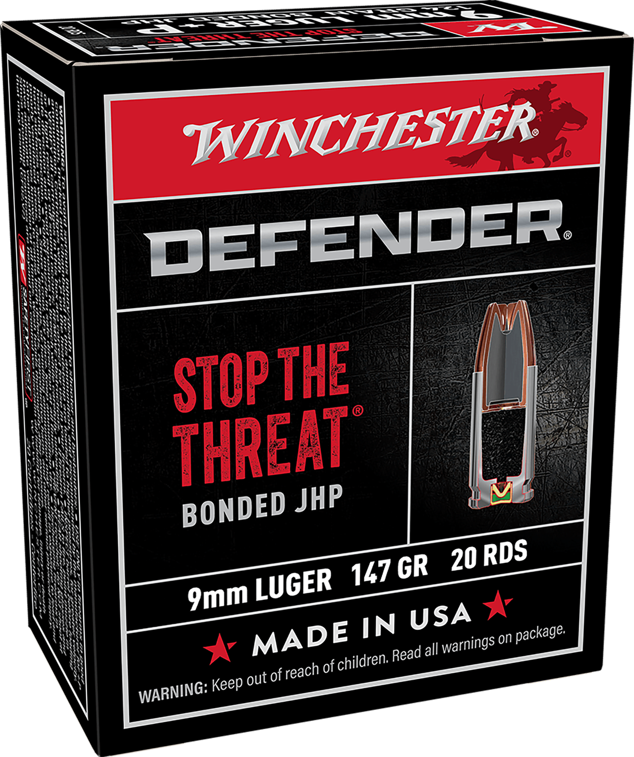 Winchester Supreme Elite Pistol Ammunition S9MMPDB1, 9mm Luger, Bonded PDX1, 147 GR, 20 Rd/bx