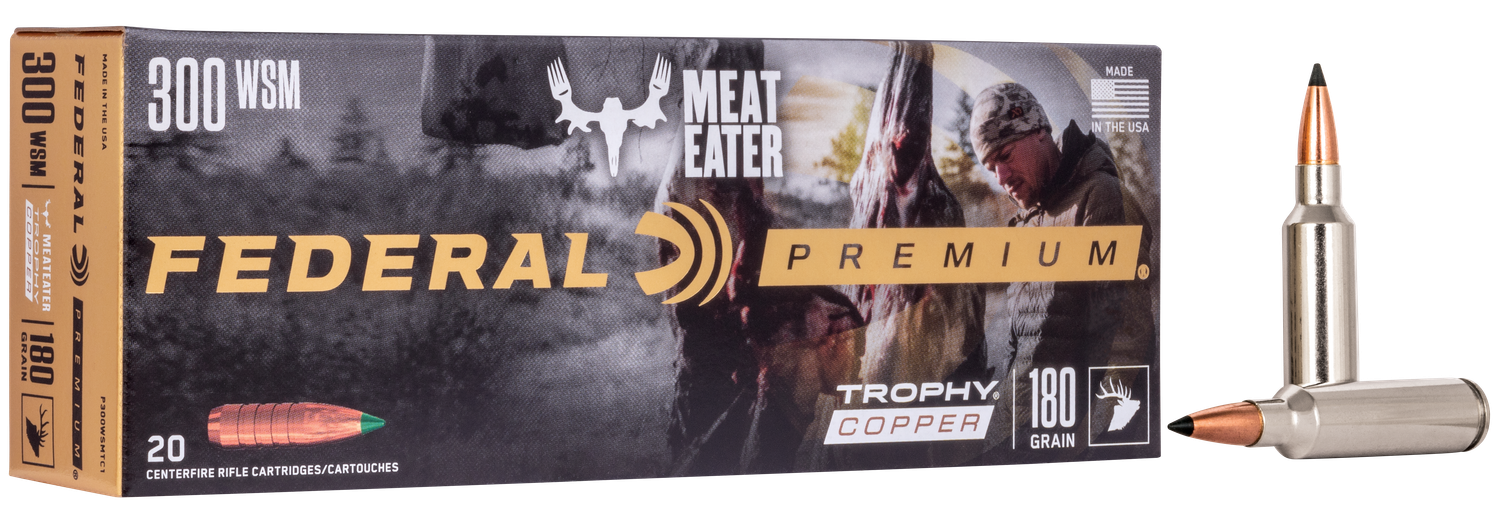 Federal Vital-Shok Rifle Ammunition P300WSMTC1, 300 WSM, Trophy Copper, 180 GR, 2960 fps, 20 Rd/Bx