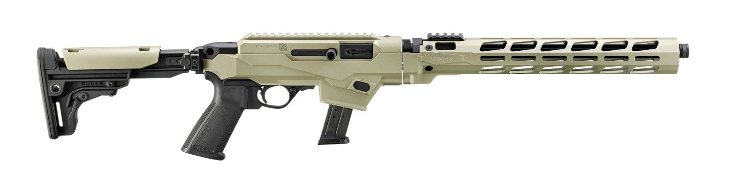 Ruger Pistol Caliber (PC) Carbine Rifle 19143, 9mm, 16.12" Fluted BBL, Collapsible/Folding Stock, Desert Verde Finish, 17 Rds