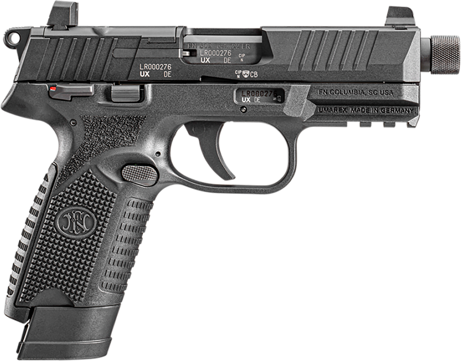 FN 502 Tactical Pistol 66101011, 22 LR, 4.6", Black Grips, Black Finish, 10 Rds