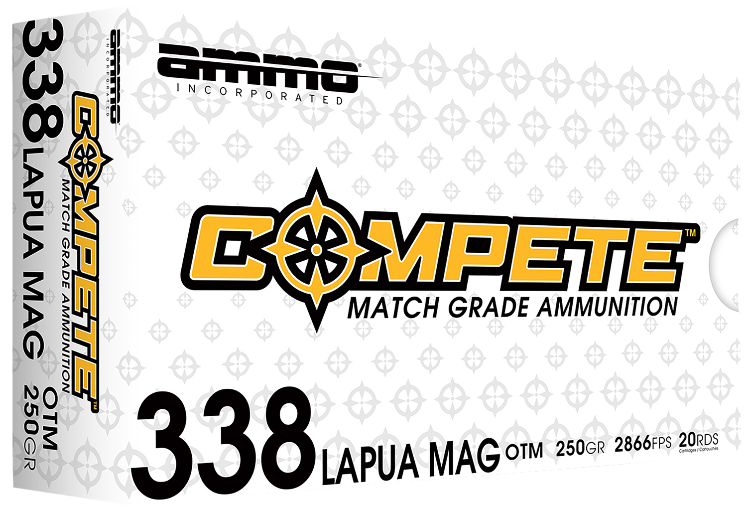 Ammo Inc Compete Rifle Ammunition 338LM250BTHPA20, 338 Lapua Mag, Open Tip Match, 250 gr, 2866 fps, 20 Rd/Bx
