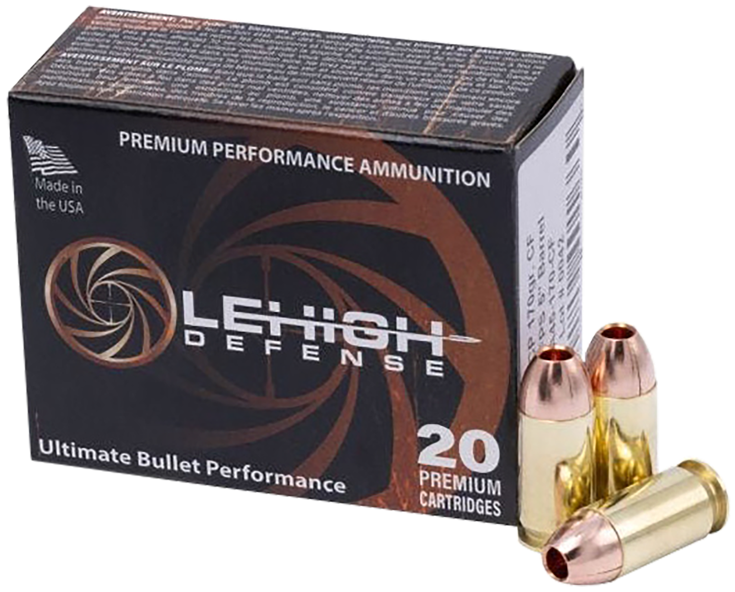 LeHigh Defense Controlled Fracturing Pistol Ammunition LA45170CF, 45 Automatic Colt Pistol ACP, 170 gr, 1050 fps, 20 Rd/Bx