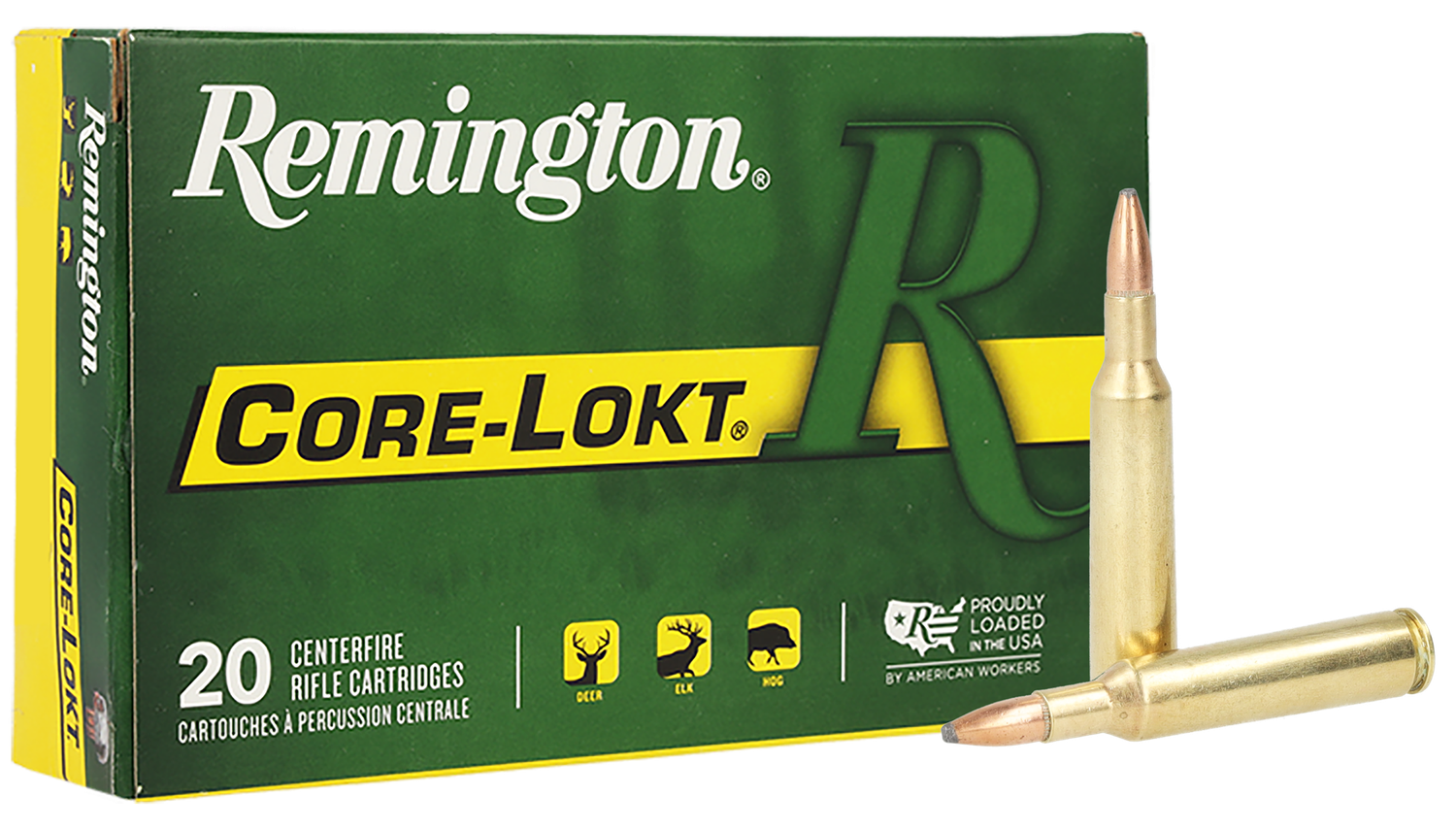 Remington Rifle Ammuntion R6MM4, 6 MM Remington, Core-Lokt Pointed Soft Point (SP), 100 GR, 3100 fps, 20 Rd/bx