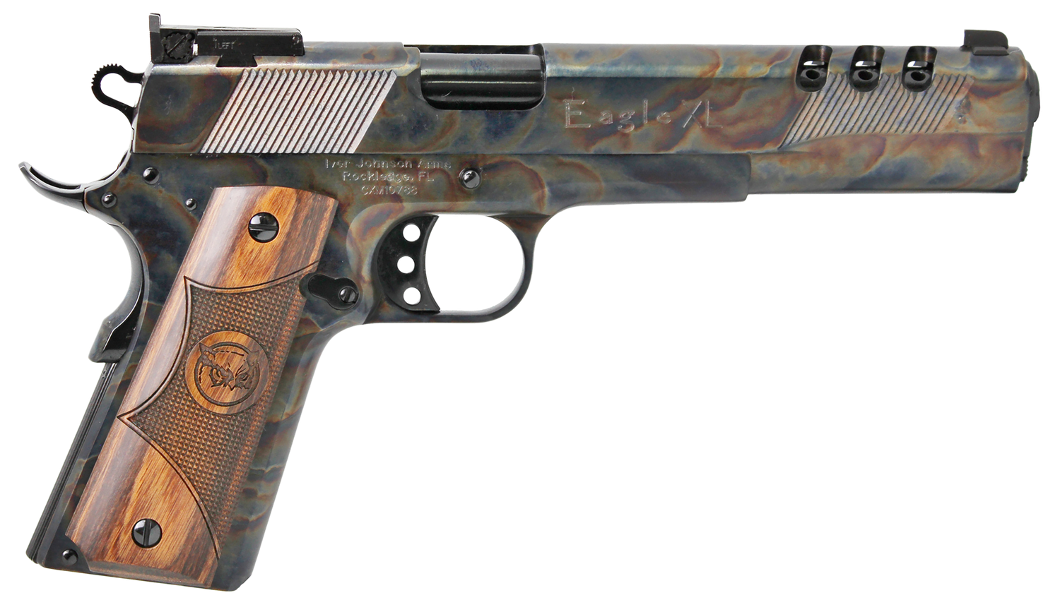 Iver Johnson Eagle XL Pistol EAGLEXL10CC, 10mm Auto, 6in, Diamondwood Walnut w/Integrated Logo Grips, Color Case Hardened Finish, 8 Rds