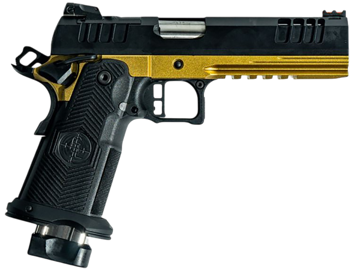 Great Lakes Synergy 1911 DS Optic Ready Pistol GL1911DS9FSS, 9mm, 5in, Textured Grips, Galaxy Gold Cerakote Finish, 20 Rds