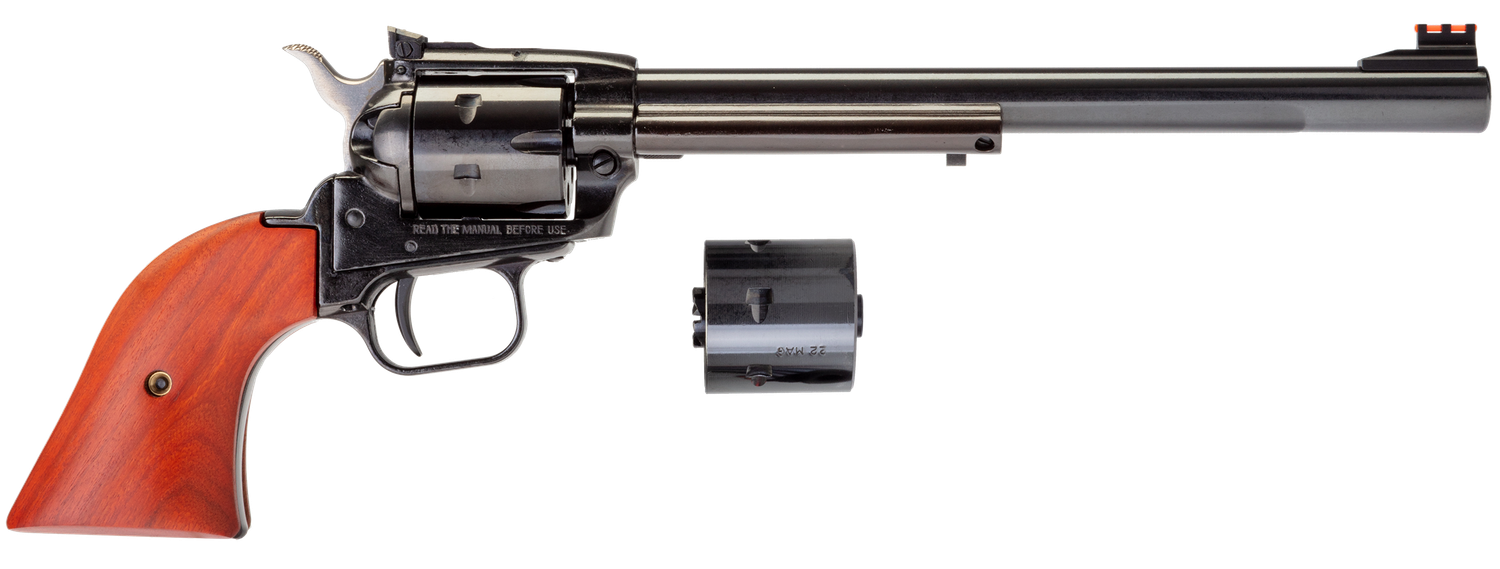 Heritage Rough Rider Single Action Rimfire Revolver RR22MB9AS, 22 LR / 22 WMR, 9", Wood Grip, Blue Finish, 6 Rd, Adj Sights
