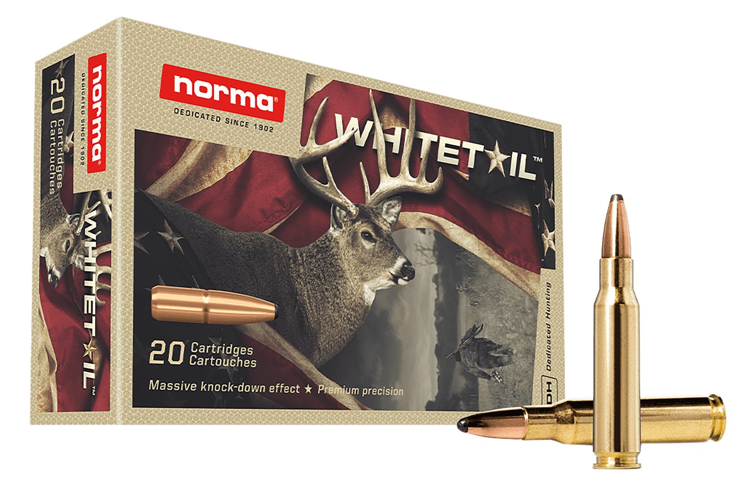 Norma Whitetail Rifle Ammunition 20177672, 30-30 Win, Soft Point, 150 gr, 2362 fps, 20 Rd/Bx