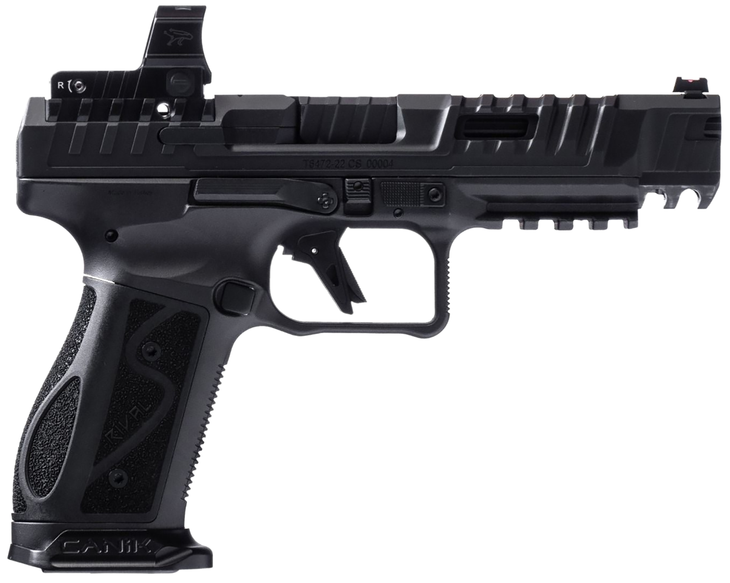 Canik SFX Rival-S Full Size Pistol HG7607N, 9mm, 5", Textured Grips, Dark Side Finish, Steel Frame, Ported Steel Slide, w/MeCanik M02 Optic, 18 Rds