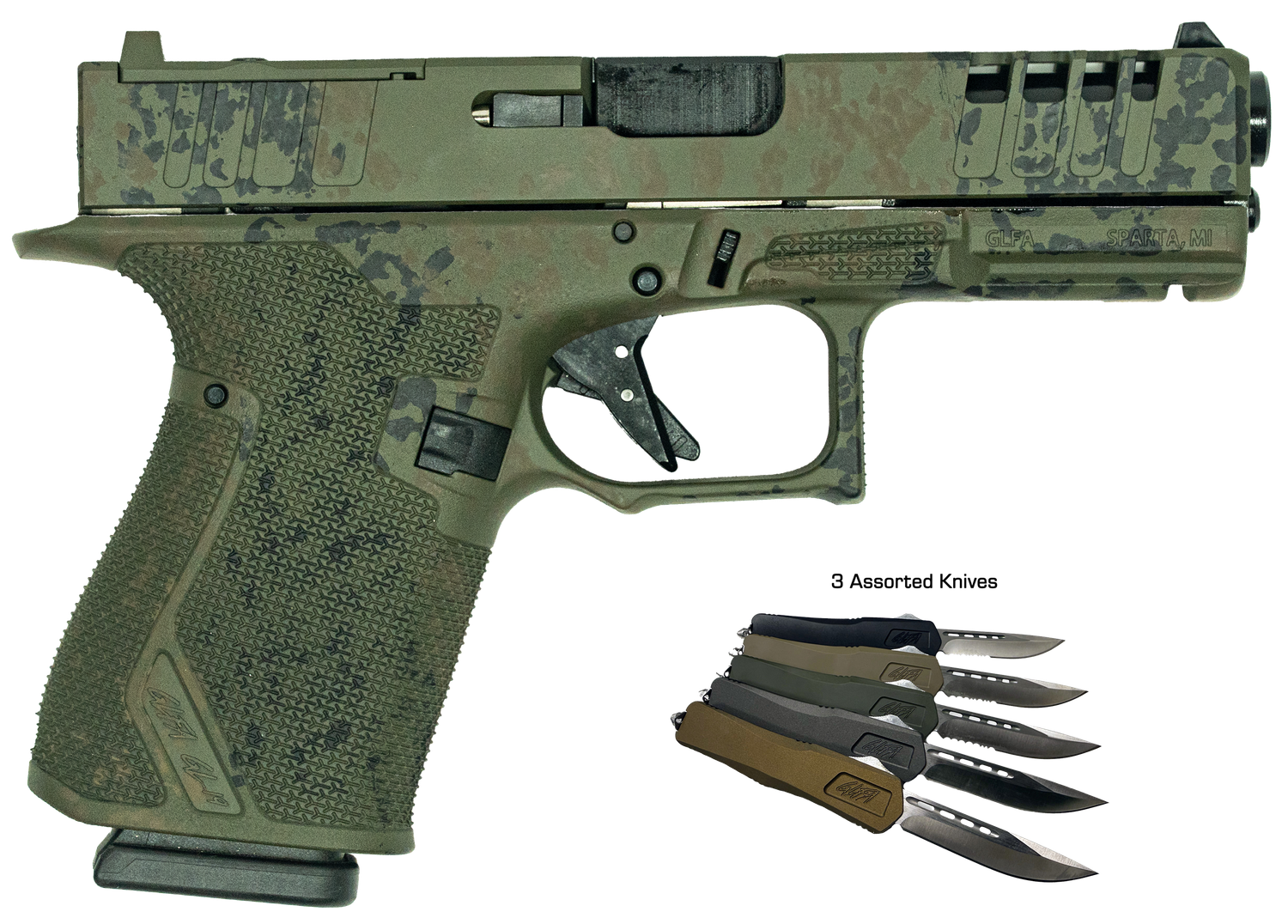 Great Lakes Striker Bundle Optic Ready Pistol GL19LGRNBUNDLE, 9mm, 4in, Lichen Green Cerakote Finish, 15 Rds