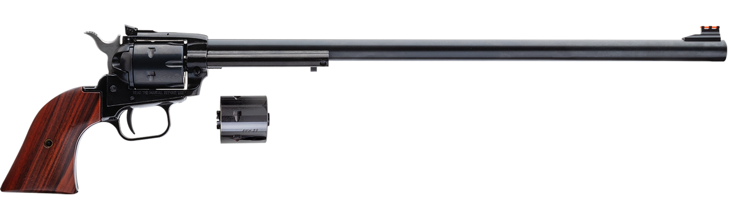 Heritage Rough Rider Single Action Rimfire Revolver RR22MB16AS, 22 LR / 22 WMR, 16", Wood Grip, Black Steel Finish, 6 Rd, Adj Sights