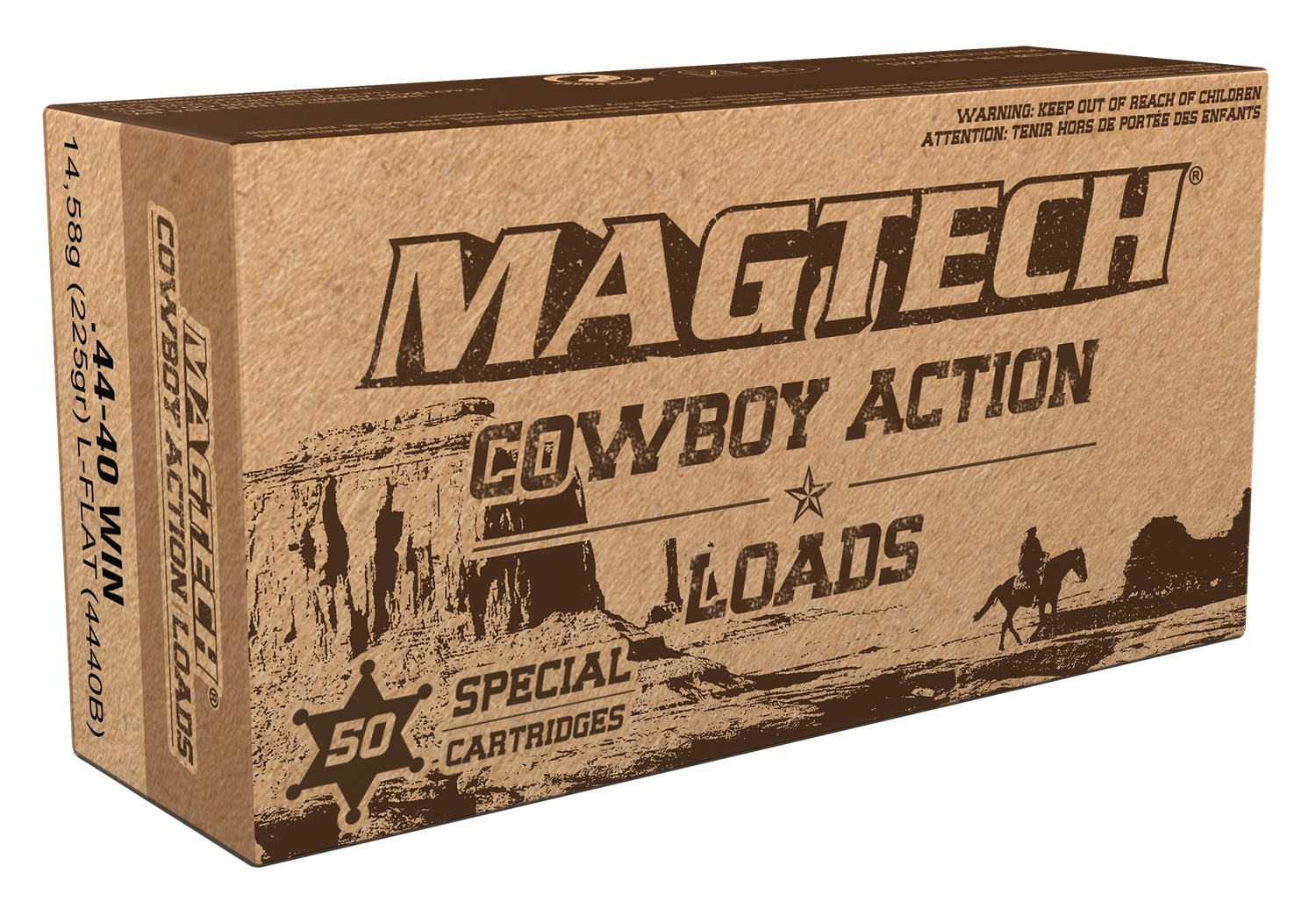 Magtech Sport Cowboy Action Cartridges 4440B, 44-40 Winchester, Lead Flat Nose (FN), 225 GR, 725 fps, 50 Rd/bx