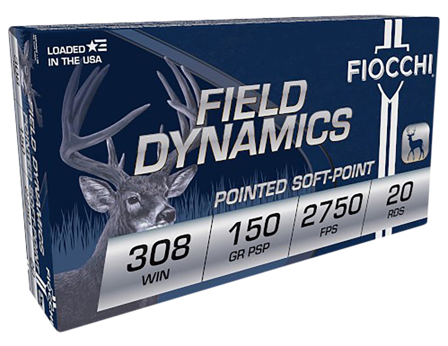Fiocchi Shooting Dynamics Rifle Ammunition 308B, 308 Winchester, Pointed Soft Point (SP), 150 GR, 2900 fps, 20 Rd/bx