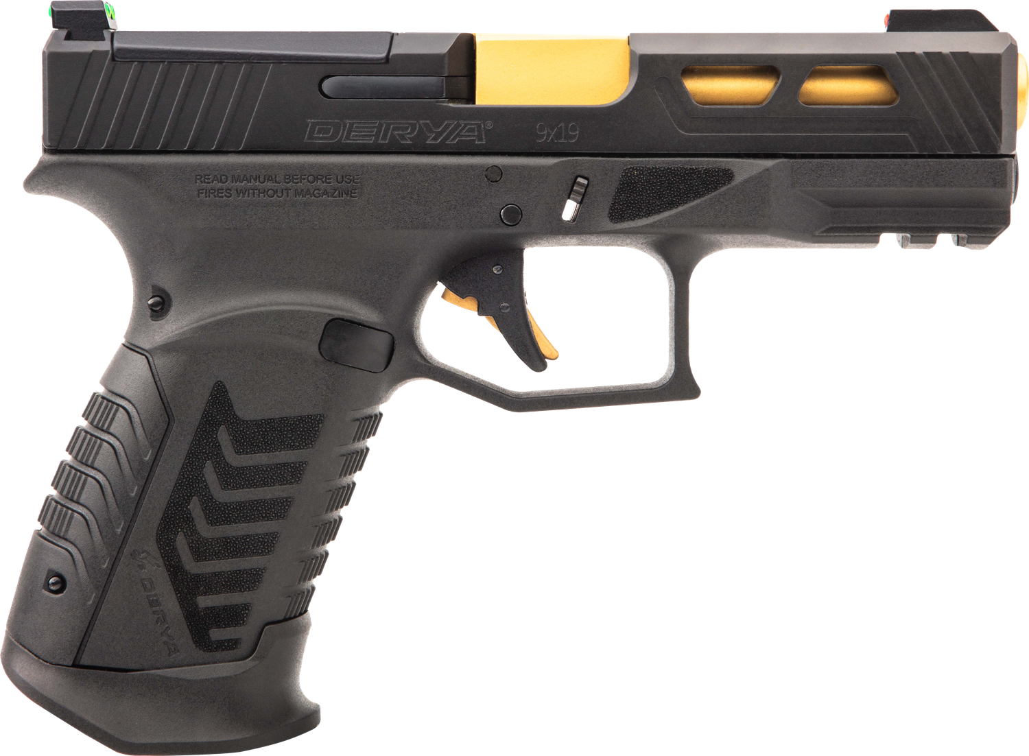 Derya DY9 Pistol DY9GUS, 9mm Luger, 4.02in, Black Interchangeable Backstrap Grips, Black Finish, 15 Rds