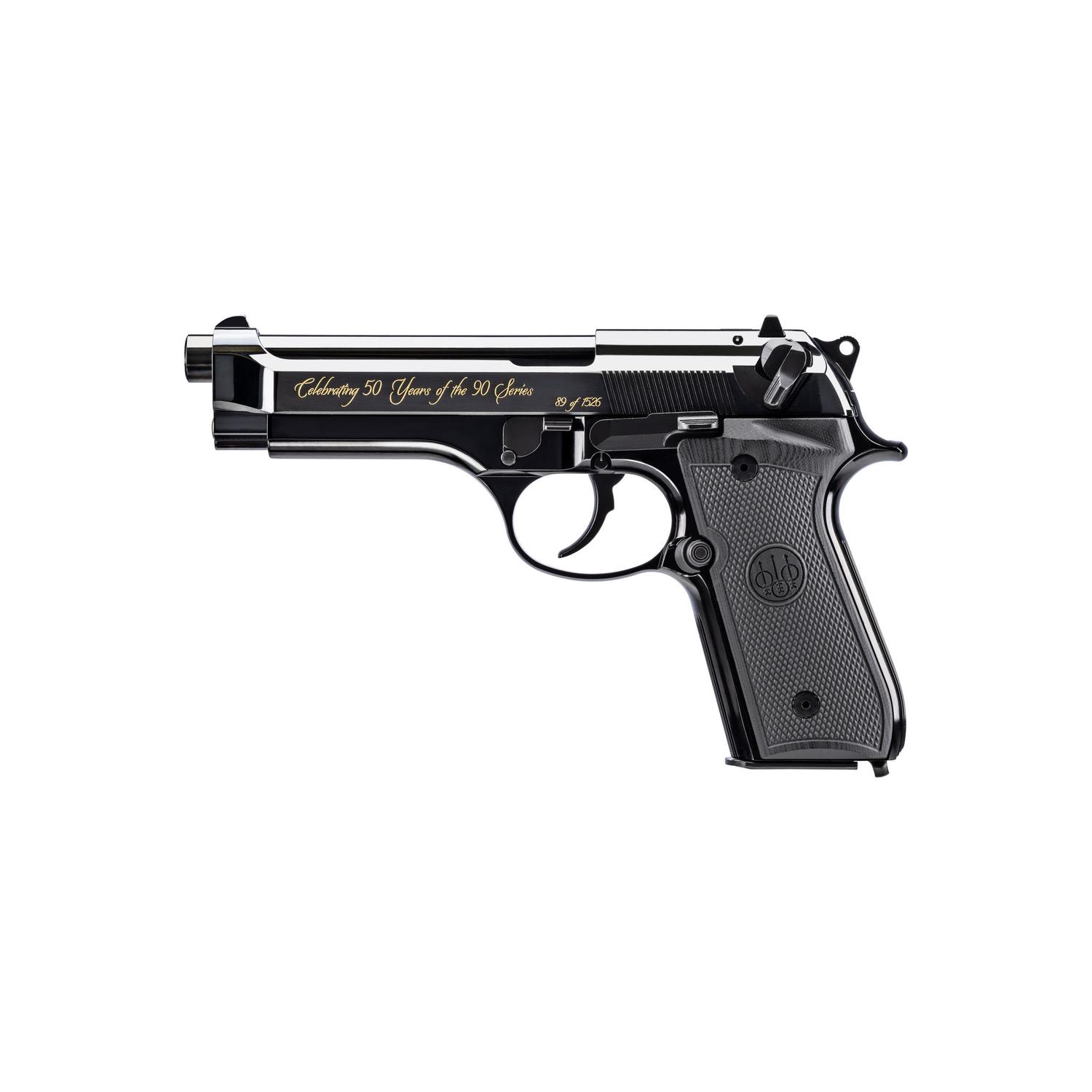 Beretta 92FS 50th Anniversary Semi-Auto Pistol, J92SB15, 9mm, Black Polymer Grip, High Polish Gloss Blue Finish, 15 Rd