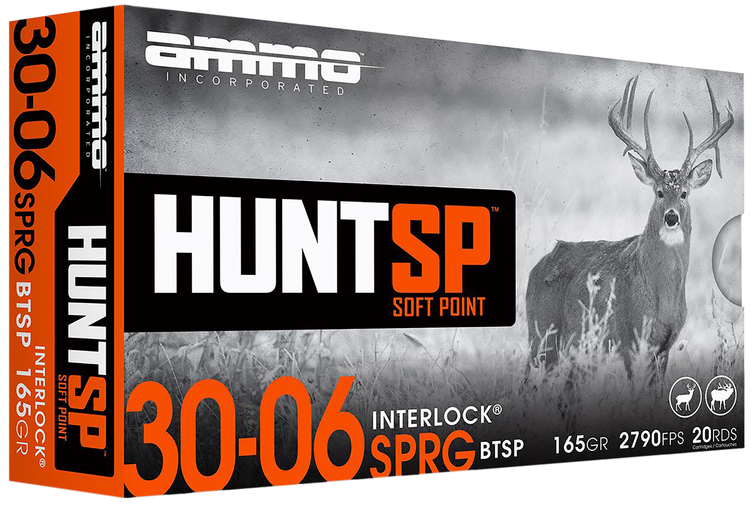 Ammo Inc Rifle Ammunition 3006165SPA20, 30-06 Springfield, Soft Point, 165 gr, 20 Rd/Bx