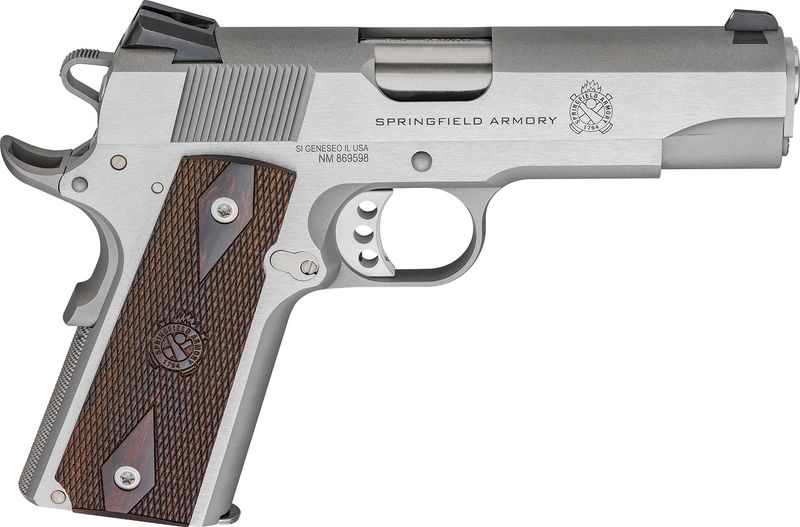 Springfield 1911 Garrison Pistol PX9418S, 45 ACP, 4.25in, Thinline Wood Grips, Stainless Steel Finish, 7 Rds