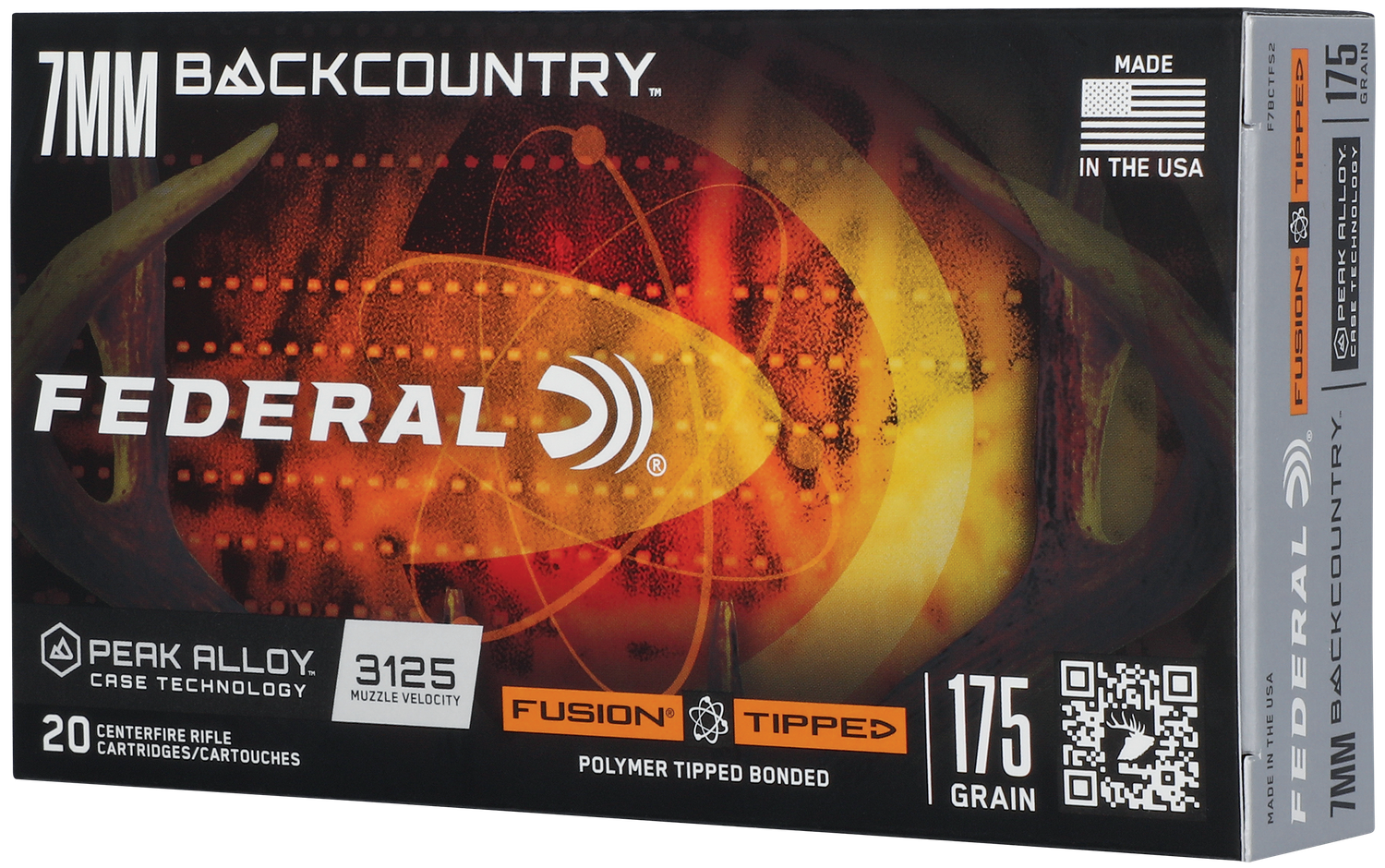 Federal Fusion Tipped Rifle Ammunition F7BCTFS2, 7mm BackCountry, Fusion Tipped, 175 GR, 3125 fps, 20 Rd/bx