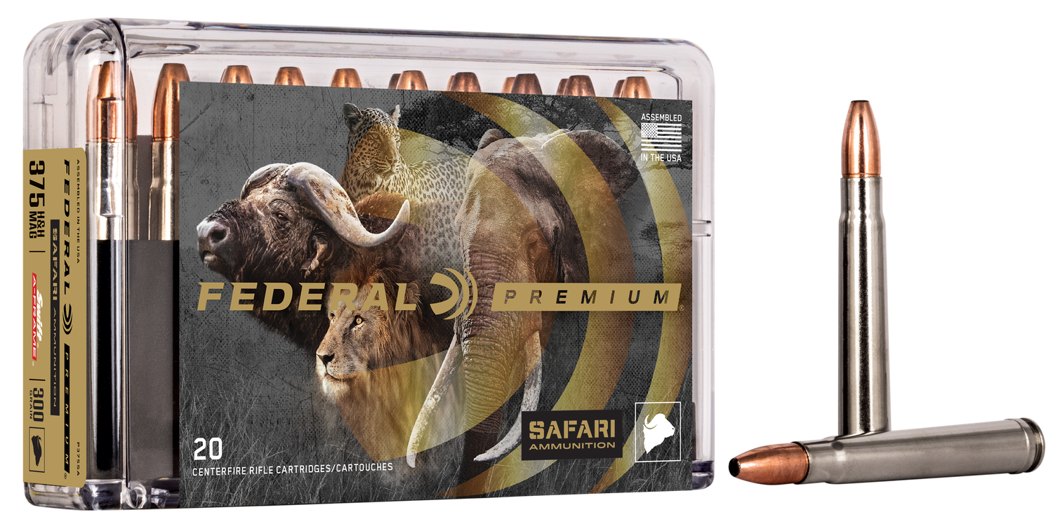Federal Premium Cape-Shok Ammo P375SA, 375 Holland H&H Magnum, Swift A-Frame, 300 GR, 2450fps, 20 Rd/bx