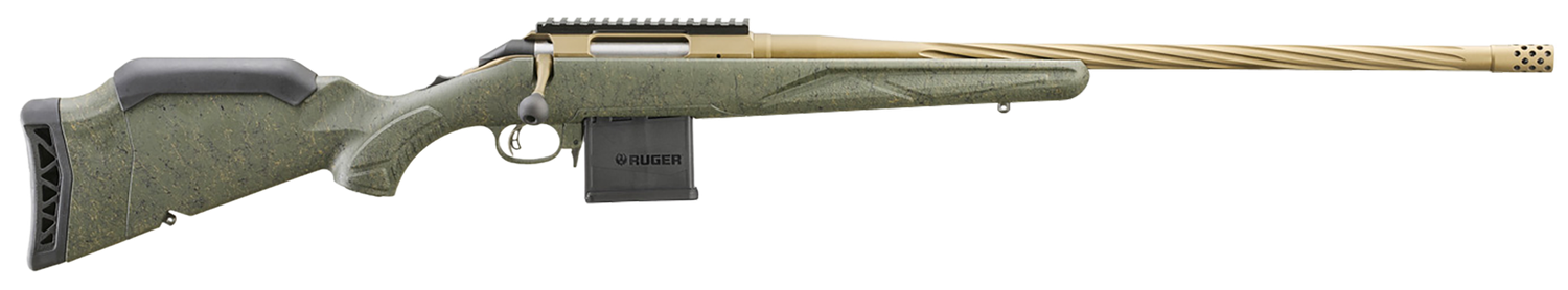 Ruger American Predator II Rifle 46938, 204 Ruger, 22 in Threaded, Green Splatter Gen II American Stock, Bronze Cerakote