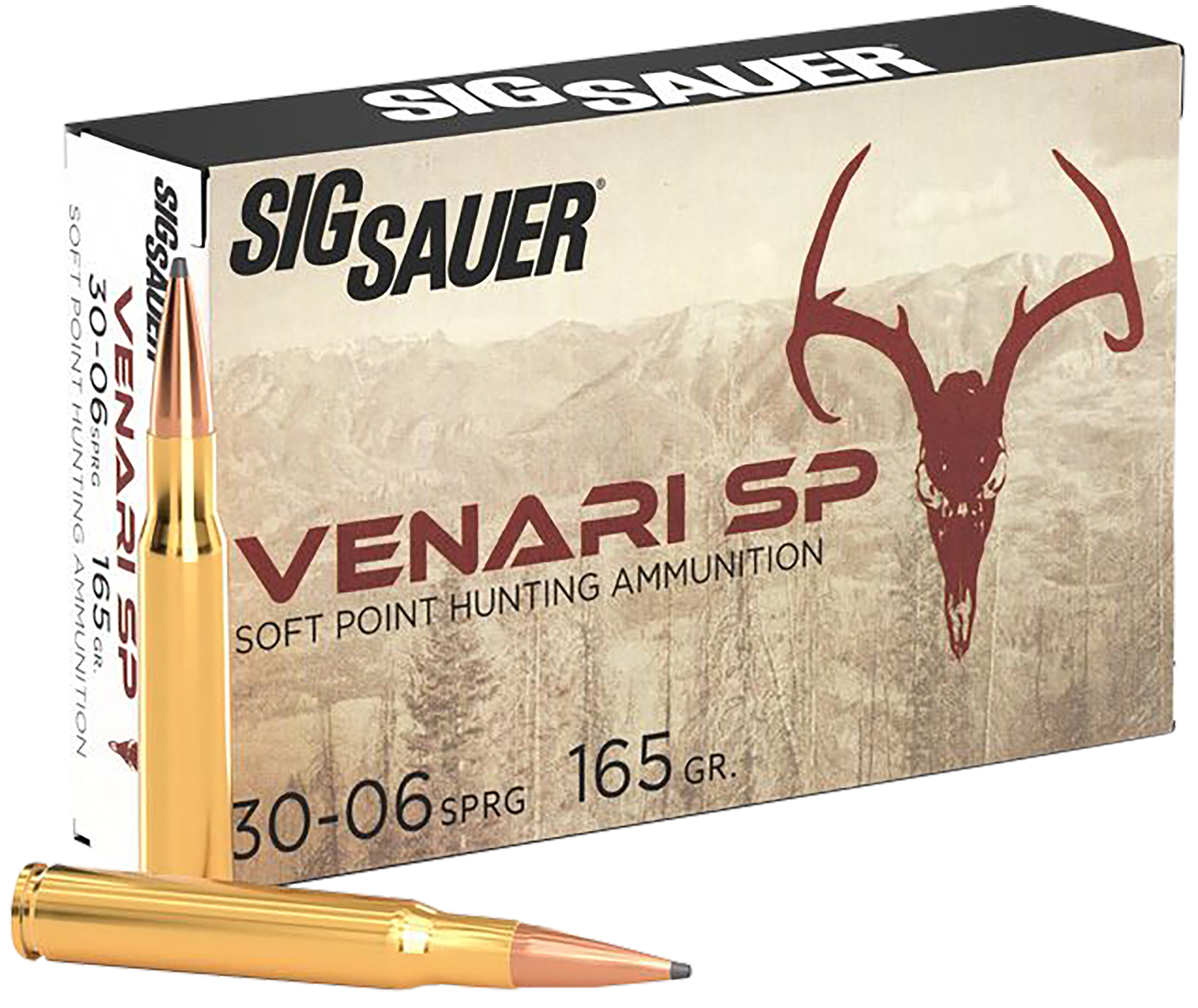 Sig Venari Rifle Ammunition V3006SP16520, 30-06 Springfield, Soft Point, 165 gr, 2900 fps, 20 Rd/Bx