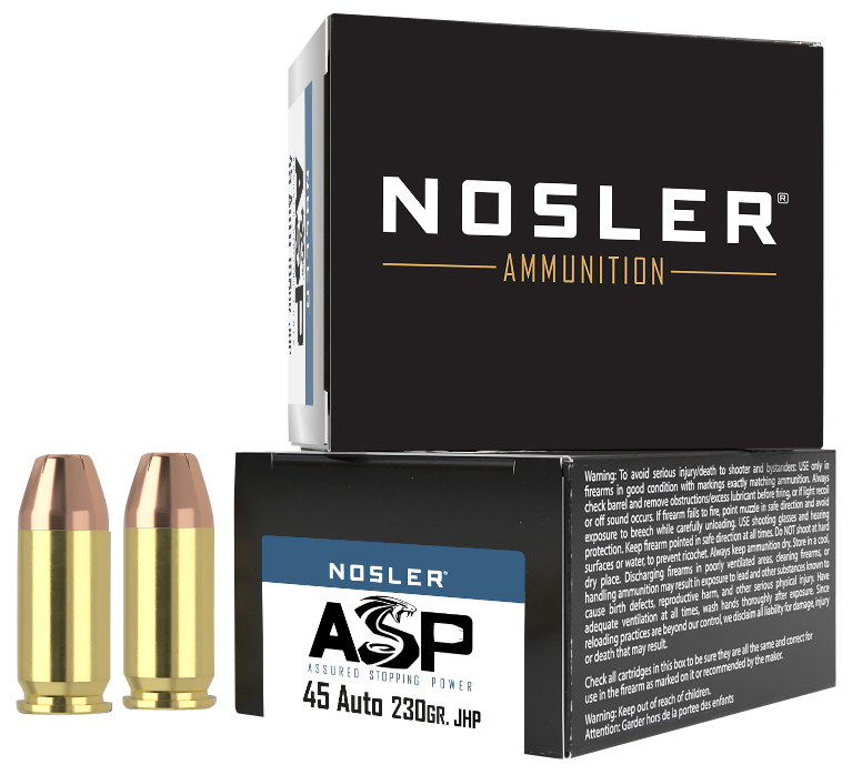 Nosler Match Handgun Ammunition 51277, 45 ACP, Jacketed Hollow Point, 230 GR, 20 Rds/box