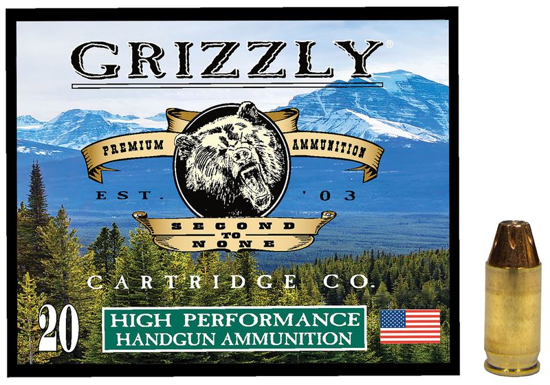 Grizzly Ammunition High Performance Pistol Ammunition GC38A1, 380 ACP, Jacketed Hollow Point (JHP), 90  GR, 1200  fps, 20 Rd/bx