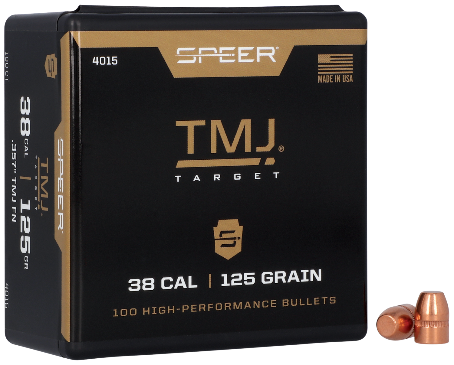 Speer 357 Caliber 125 Grain Encased Uni-Core Full Metal Jacket 100/Box (4015), Not Loaded